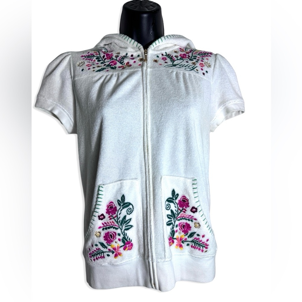 JUICY COUTURE Women's Short Sleeve Zip Up Hoodie